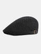 Men British Style Street Trend Solid Color Outdoor Casual Retro Forward Hat Flat Hat - Black