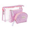 3Pcs Transparent Women's Cosmetic Bag Set Travel Waterproof Washing Bag Makeup Storage Bag - Pink