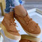 Women Tassel Deocr Casual Ankle Strap Espadrille Platform Shoes - Khaki