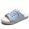 Women Opened Toe Flat Cute Sports Slippers - Blue