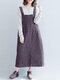 Women Solid Corduroy Pocket Sleeveless Casual Dress - Purple