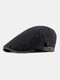 Men Polyester Cotton Solid Color Thin Sunscreen Brief Casual Beret Flat Caps - Black