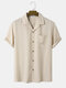 Mens Coconut Tree & Letter Back Print Revere Collar Holiday Shirt With Pocket - Beige