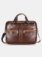 Men Genuine Leather Cow Leather Waterproof 14 Inch Laptop Bag Briefcases Crossbody Bag - Brown