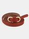 Women Genuine Leather 8-shaped Snaps Solid Color Versatile Decorate All-match Belt - Red