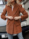 Solid Color Button Corduroy Blazer Jacket for Women - Orange
