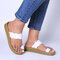 LOSTISY Women Casual Clip Toe Platform Sandals - White