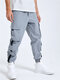 Mens Side Straps Design Applique Street Cuffed Cargo Pants - Blue
