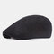 Mens Washed Cotton Stripe Beret Caps Outdoor Sport Adjustable Visor Forward Hats - Black