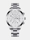 Alloy Steel Band Business Calendar Men Casual Fashion Quartz Watch - White+Silver