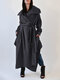 Mujer Abrigo casual anudado de color liso con bolsillo - gris
