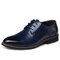 Men Large Size Cow Leather Formals Business Shoes - Blue