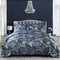 Luxury Silk Like Comforter Sets Queen Satin Jacquard Paisley Brushed Heart Quilted Bedding Sets with Pillowcases - Blue