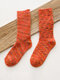 5 Pairs Women Acrylic Thick Thread Mixed Color Jacquard Vintage Warmth Socks - Orange