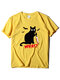 Cat Letter Print Short Sleeve Casual T-shirt For Women - Yellow