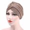 Gorro de quimioterapia tipo turbante para mujer, gorro flexible con giro floral de campo - Café oscuro