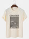 Mens Line Mountain Letter Print Cotton Daily Short Sleeve T-Shirts - Beige
