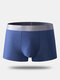 Men Nylon Seamless Plain Boxer Briefs Silver Waistband Breathable Contour Pouch Underwear - Light Blue