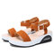 Women Casual Solid Color Buckle Cushioned Platform Sandals - Brown