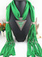 Vintage Triangular Pendant Tassel Solid Color Dacron Alloy Resin Scarf Necklace - Green
