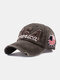 Unisex Cotton Make-old Hole Letter Embroidered Digital Patch Sunshade Baseball Cap - Coffee