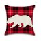Classical Red Lattice Christmas Elk Series Linen Throw Pillow Case Home Sofa Cushion Cover Decor - #3
