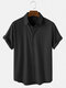 Mens Cotton Breathable Solid Color Casual Short Sleeve Shirts-5Colors - Black