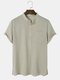 Mens Solid Color Side Split Cotton Linen Short Sleeve Henley Shirts - Apricot