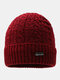Men Letter Pattern Plus Thick Winter Keep Warm Windproof Knitted Hat - Wine Red