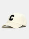Unisex Corduroy Solid Color C Letter Embroidered Soft Top All-match Baseball Cap - White
