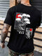 Camisetas de manga corta con estampado de paisaje animal japonés para hombre Cuello - Negro