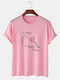 Mens 100% Cotton 6 Color Hand-Script Geometry Short Sleeve Graphic T-Shirt - Pink