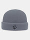 Unisex Acrylic Knitted Yeah Gesture Pattern Embroidery Simple Warmth Brimless Beanie Hat - Gray