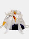 Women Patchwork Plush Pearl Bowknot Chain Shoulder Bag Crossbody Bag - White
