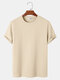 Mens Solid Color Texture Crew Neck Basics Short Sleeve T-Shirts - Apricot