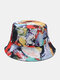 Unisex Cotton Overlay Colorful Graffiti Print Double-sided Wearable Foldable Fashion Outdoor Sunshade Bucket Hat - #01