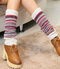 Women's Compression Socks Vintage Color Striped Fashion Socks  - Beige