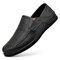  Men Large Size Breathable Driving Shoes  Leather Shoes  - Black