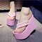 EVA Clip Toe Flip Flops High Heels Platform Beach Slippers - Pink