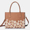 Women Daisy Multifunction Multi-pocket 13.3 Inch Laptop Key Handbag Shoulder Bag - Brown