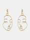 4 PCS Punk Human Face Earrings Hollow Abstract Face Pendant Earrings - #03