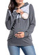 Front Open Hooded Maternity Long Sleeve Nursing Tops - Dark Grey