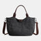 Women Patchwork Canvas Handbag Crossbody Bag - Black