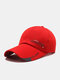 Unisex Canvas Letter Line Color Block Print Outdoor Sunshade Fashion Baseball Cap - Red