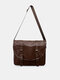 Menico Unisexual Artificial Leather Vintage Large Capacity Multi Slot Messenger Bag Durable Crossbody Bag - Brown