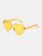 Women PC Heart-shaped Tinted One-piece Lens Anti-UV Decorative Sunglasses - Dark Yellow