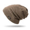 Men Winter Knitted Thicker Plus Plush Beanie Hats Outdoor Casual Warm High Stretch Stocking Hat - Khaki