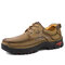 Men Breathable Cow Leather Slip Resistant Wear-resistant Casual Shoes - Khaki 1