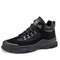 Men Outdoor Non Slip Wearable Splicing Lace Up Ankle Boots - Black