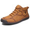 MenLeather Handmade Stitching Non Slip Soft Sole Casual Ankle Boots - Brown